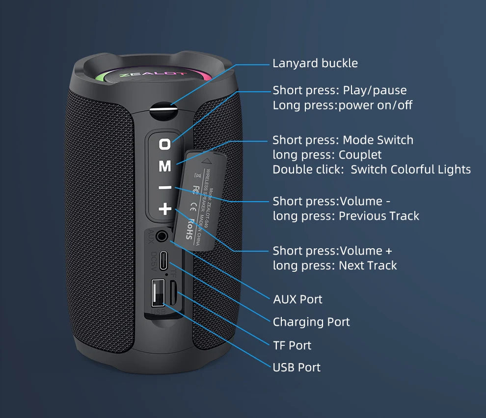 Portable 360° Stereo Bluetooth Speaker