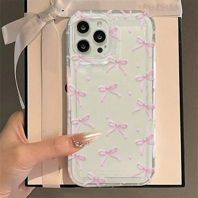 Heart Bow Phone Case for IPhone 17 16 15 14 13 12 11 Pro Max 13 12 Mini 17Air 16e