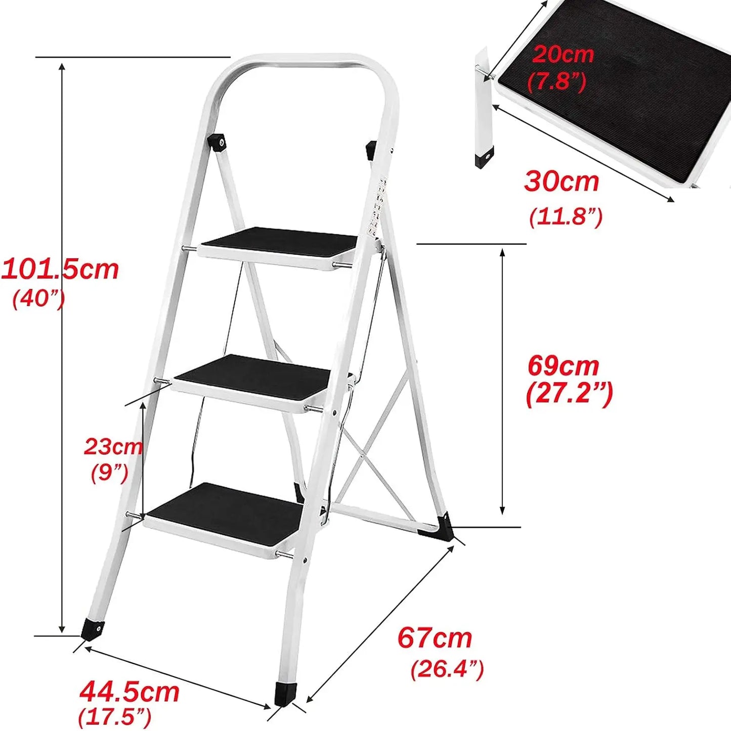 DayPlus Safety Folding Step Stool 2-4 Step Ladder Portable Foldable Stepladder Anti Slip Feet  for Indoor Outdoor Home Office