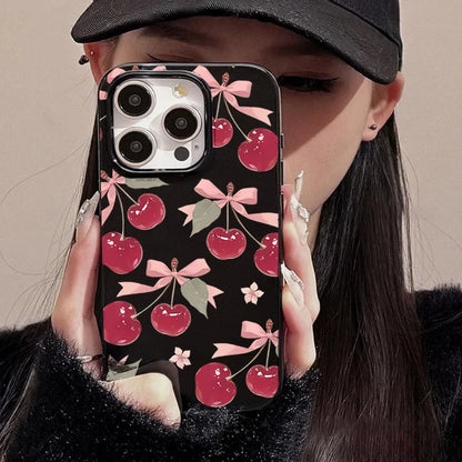 Black Cherry Pattern Phone Case For iPhone 16 17 Pro Max 15 14 13 12 11 Pro Max 16e X XS XR XSMax 7 8 Plus SE 2022 Soft Cover