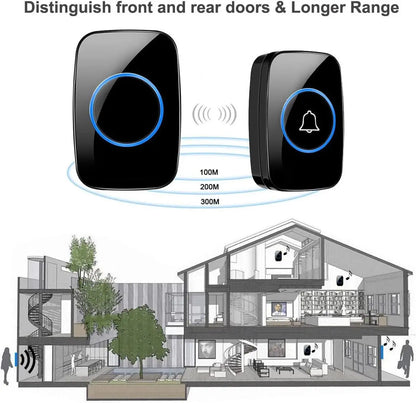 Wireless Door Bells Waterproof Long Range Battery Home Cordless Doorbell