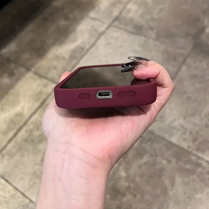 Wine Red Love Liquid Silicon Case for iphone 16 15 14 13 12 11 pro max plus x xs xr Camera protection soft back cover coffee