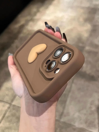 Wine Red Love Liquid Silicon Case for iphone 16 15 14 13 12 11 pro max plus x xs xr Camera protection soft back cover coffee