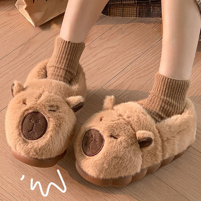 Plush  Slippers Comfortable Slip-on House Shoes Non-Slip Fluffy Couple Slippers Furry Animal Slippers For Indoor Bedroom