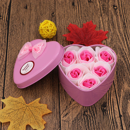 Soap Flower Gift Box Valentine's Day Gift Mother's Day Creative Gifts Bear Flower Rose Heart Shaped Tin Box