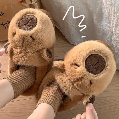 Plush  Slippers Comfortable Slip-on House Shoes Non-Slip Fluffy Couple Slippers Furry Animal Slippers For Indoor Bedroom