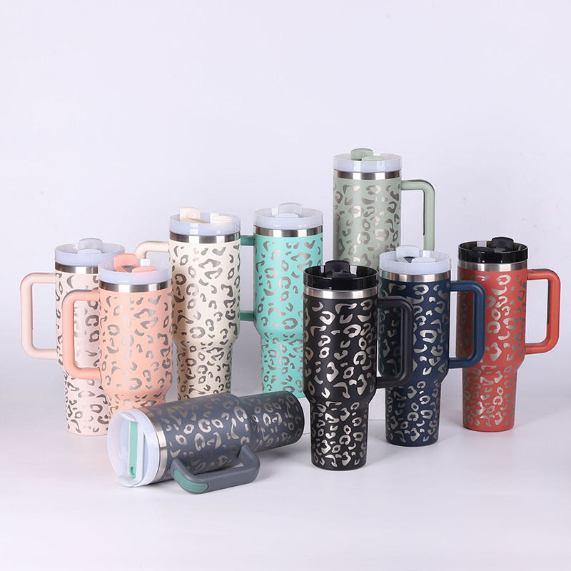 40 Oz Tumbler With Handle Straw Insulated, Stainless Steel Spill Proof Vacuum Coffee Cup Tumbler With Lid Tapered Mug