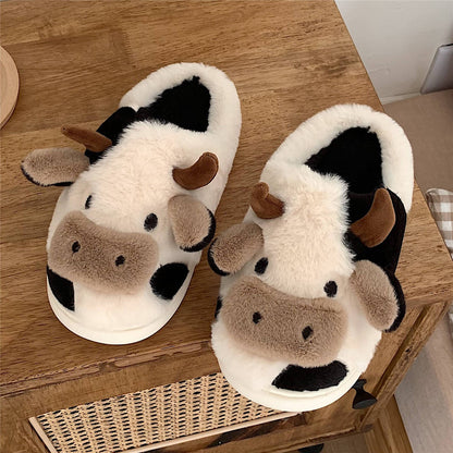Cow Slippers For Women/ Girls Fashion Kawaii Soft Fluffy Winter Warm Slippers