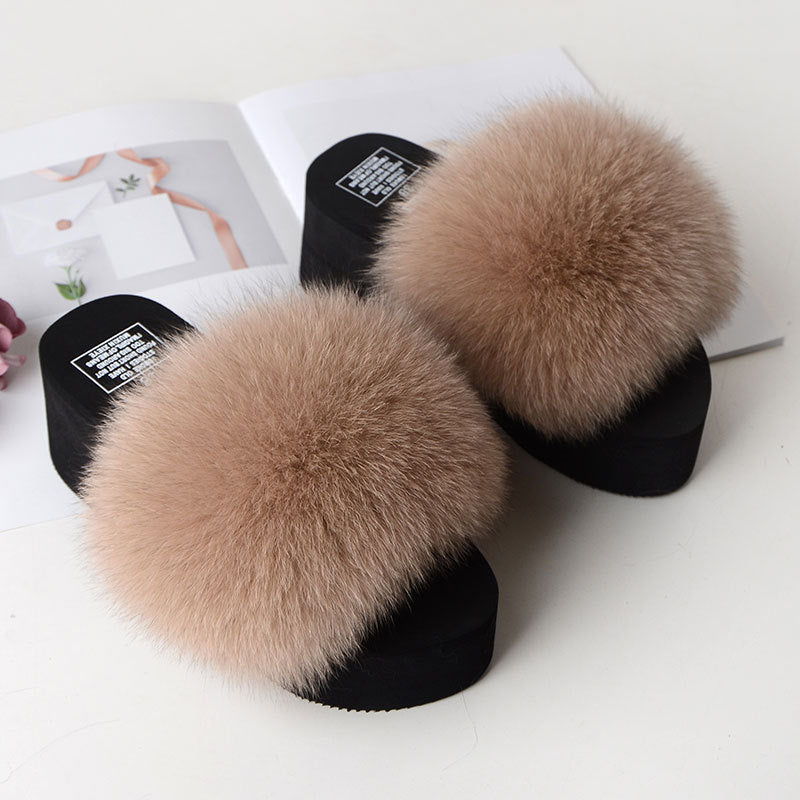 Fox Fur Women's Sandals Height Increasing Leisure
