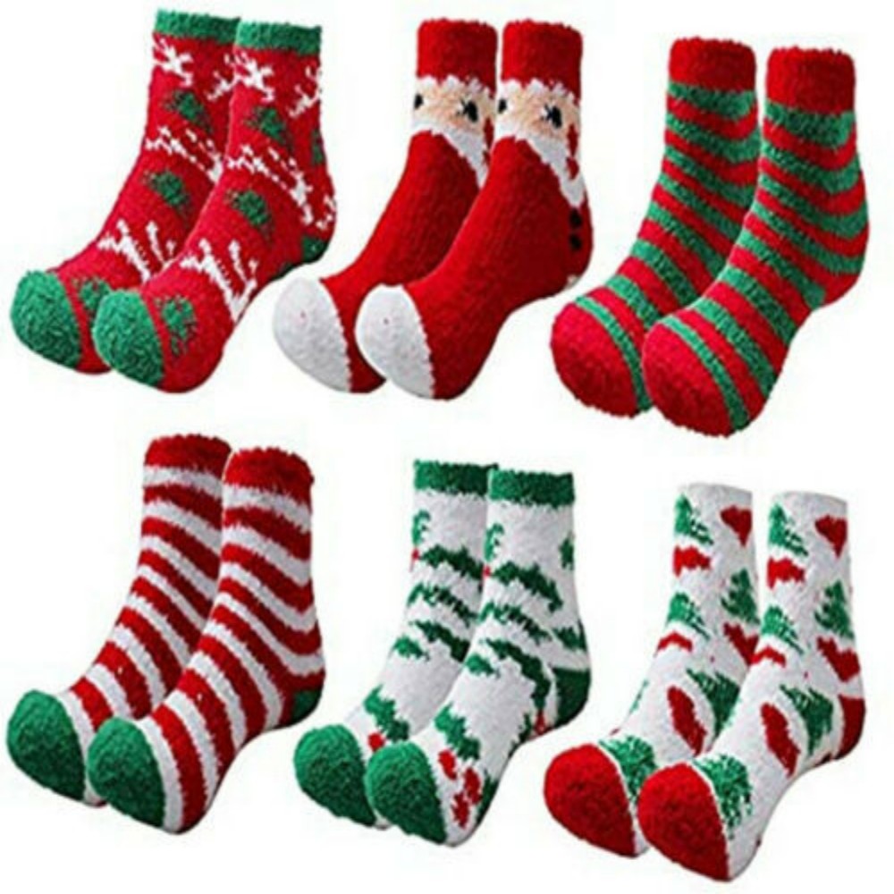 5 Pairs Christmas Soft Ladies Fluffy Lounge Cosy Bed Socks