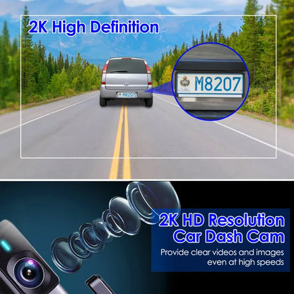 2K HD Front Dash Cam For Car With IPS Screen Night Vision Loop Recording Included 32G Storage Card 140° Wide Angle WiFi App Control Front Dashcam