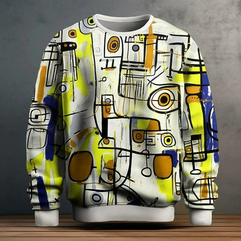 Mens Graffiti Pullover Long Sleeve Hoodie