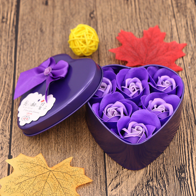 Soap Flower Gift Box Valentine's Day Gift Mother's Day Creative Gifts Bear Flower Rose Heart Shaped Tin Box
