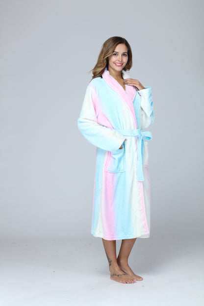 Womens Bathrobe Ladies Fleece Plush Warm Long Robes Fleece Nightgown Sleepwear
