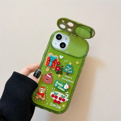 Cute Elk Hat Pendant Flip Christmas Phone Case For I Phone 15 14 13 12 11 Pro Max Pro Silicone Protection Cover
