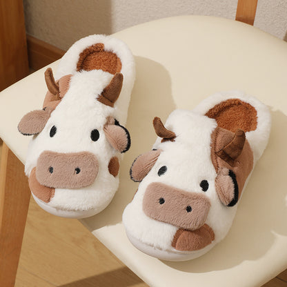 Cow Slippers For Women/ Girls Fashion Kawaii Soft Fluffy Winter Warm Slippers
