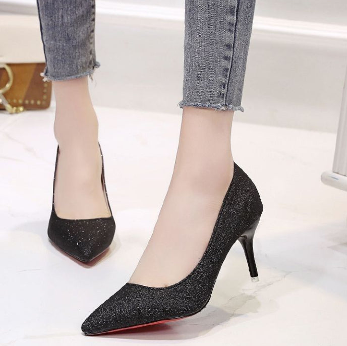 Silver Heels For Women And Black Sexy Everything French Mesh Sequins