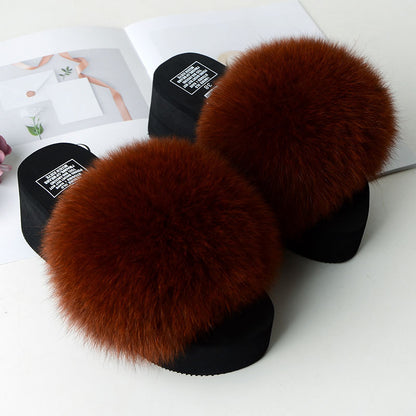 Fox Fur Women's Sandals Height Increasing Leisure