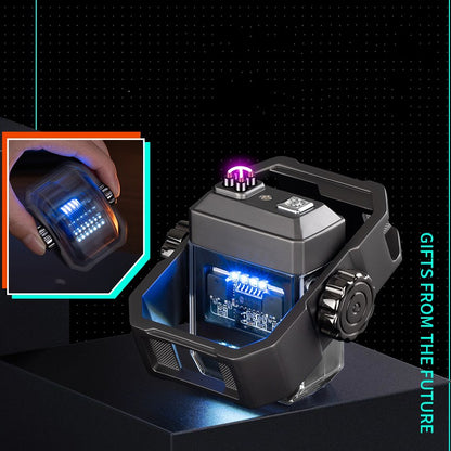 Pulse Lighter Double Arc Outdoor Windproof Type-C Charging Electric Lighter Mechanical Alloy Rotary Gyroscope Decompression Tool